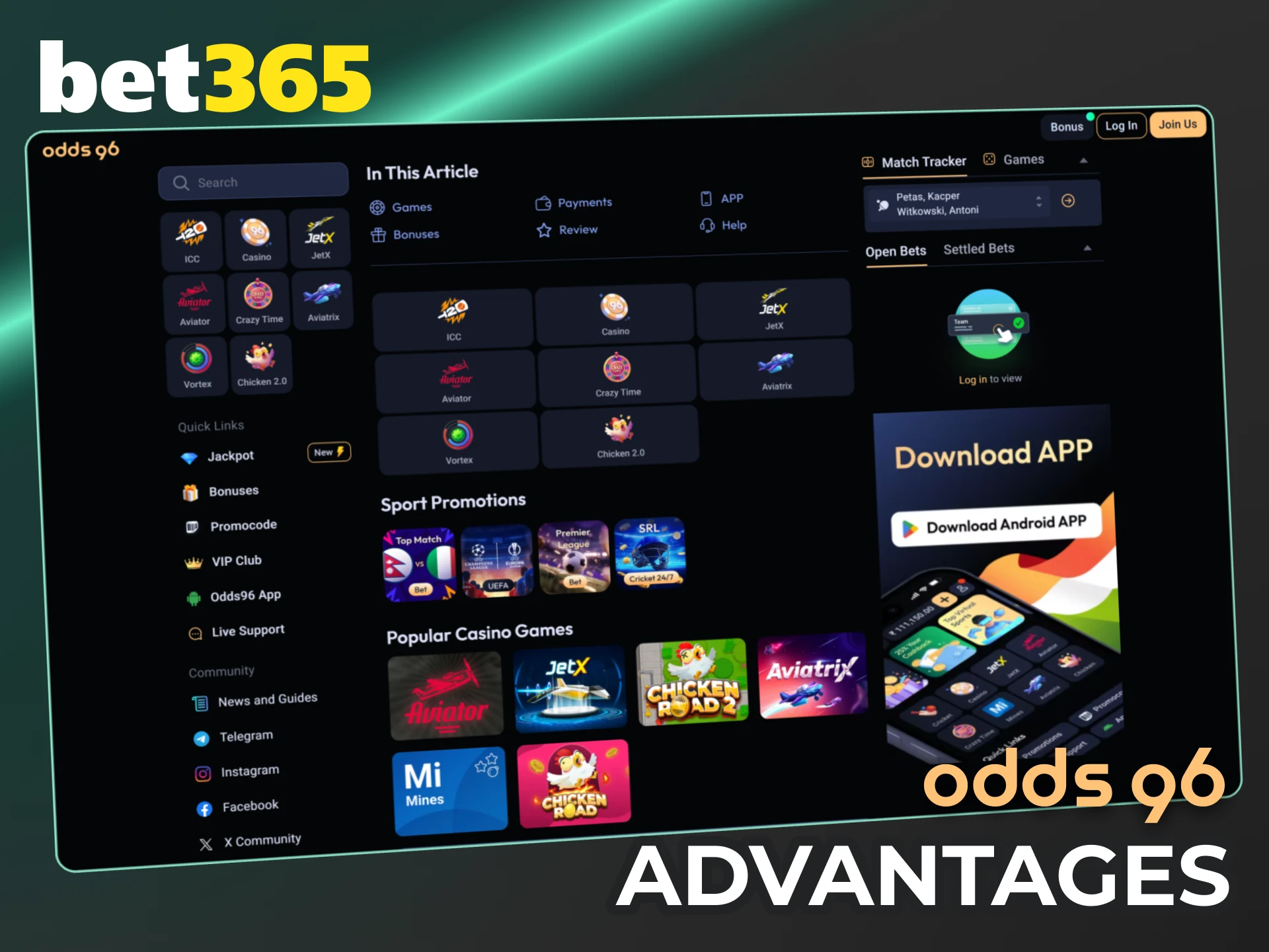 The most significant perks of using Odds96 when you cannot access Bet365.