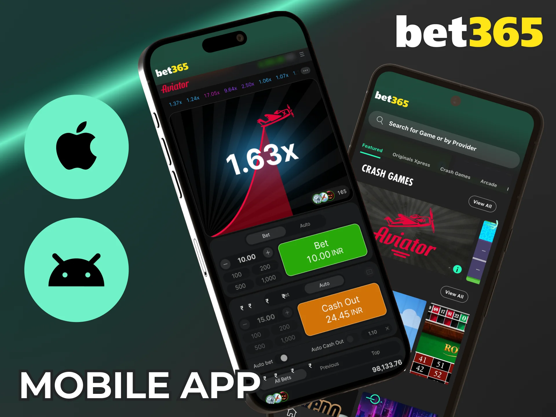 Play Aviator on your smartphone with Bet365.