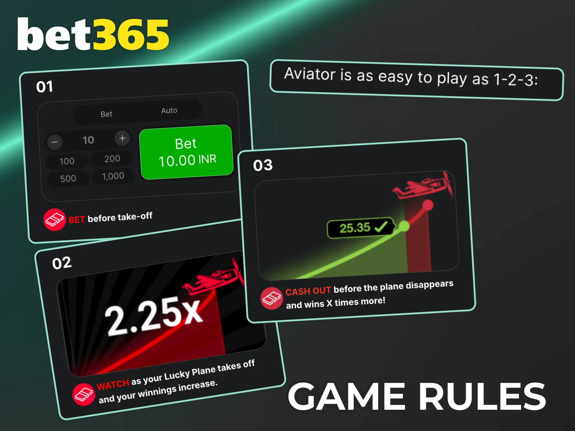 Learn the Aviator game rules at Bet365.